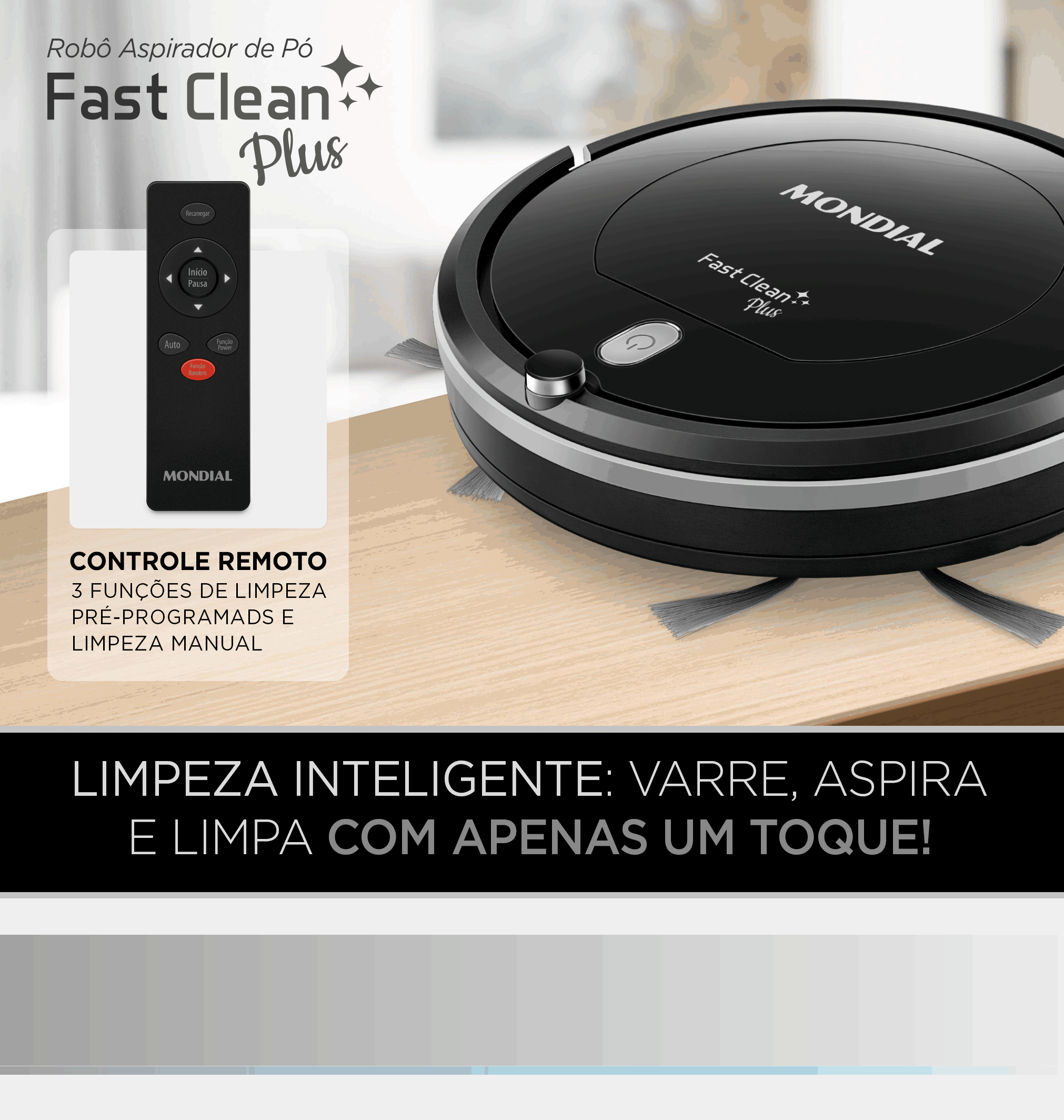 Robô Aspirador de Pó Fast Clean Plus Mondial