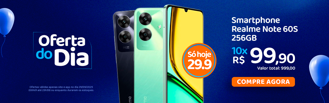 Oferta do Dia - 29/09 SMARTPHONE REALME NOTE 60S 256GB