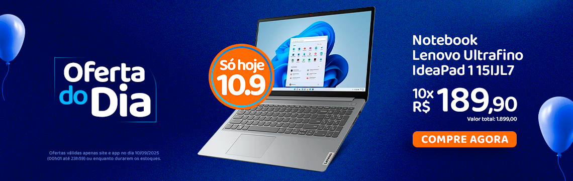 Oferta do Dia - 10/09 Notebook Lenovo