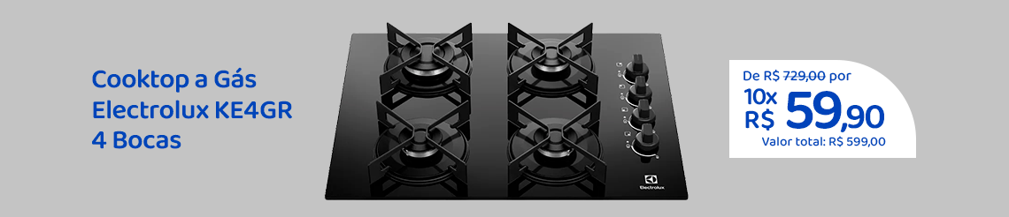Ofertas da semana - Cooktop a Gás Electrolux KE4GR 4 Bocas