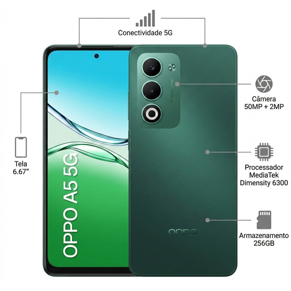 Smartphone OPPO A5 5G Android Tela 6.67