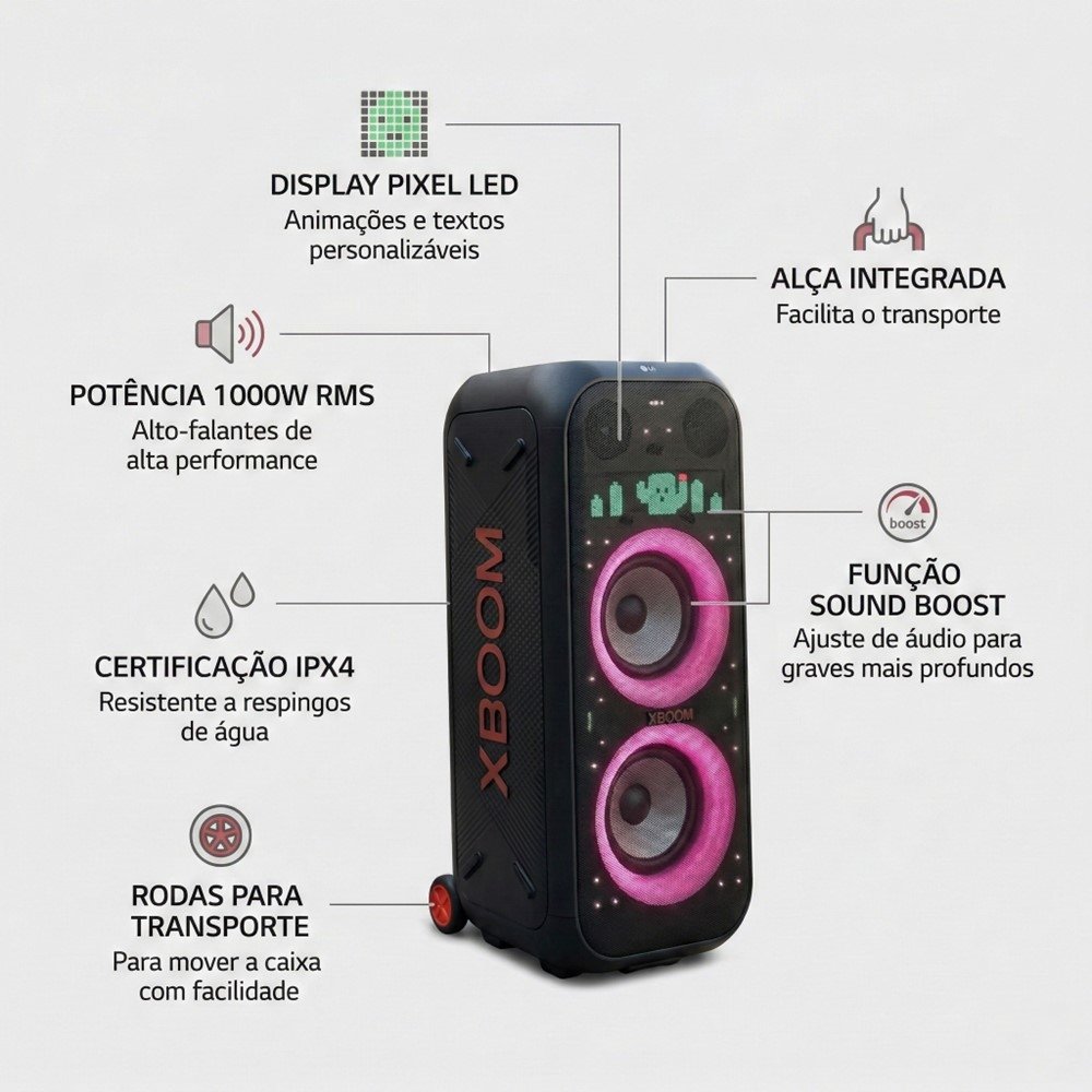 Caixa de Som LG XBOOM XL9T 1000W RMS | LG | Nagem