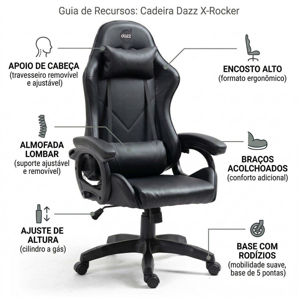Cadeira Gamer Dazz X-Rocker Preta | DAZZ | Nagem