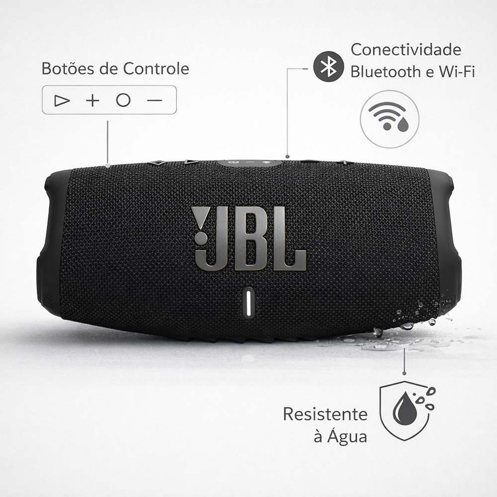 Caixa de Som JBL Charge 5 Wi-Fi 40W Bluetooth - Som Potente e