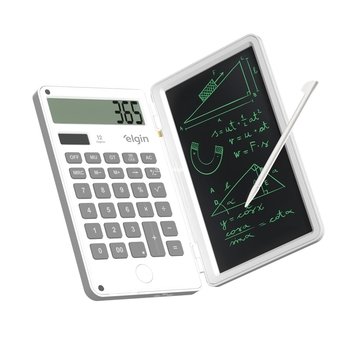 Calculadora de Mesa Elgin 12 Dígitos com Quadro Para Anotação Branca