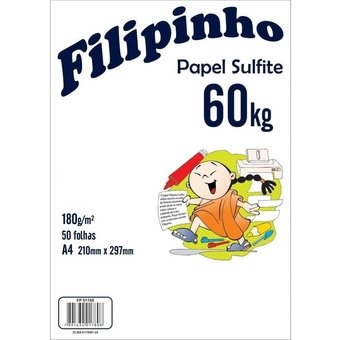 Papel Filipinho Sulfite A4 180g/m² 50 Folhas Branco