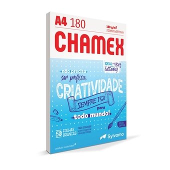 Papel Chamex A4 180g/m² 210mm x 297mm Lettering 50 Folhas