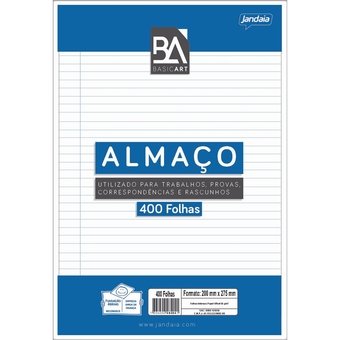 Papel Almaço Basic Art Jandaia com Pauta e Margem 56g/m² 400 Folhas
