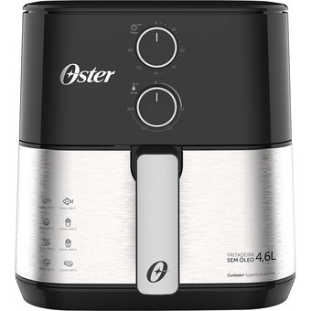 Fritadeira Elétrica Oster 4,6L Air Fryer Sem Óleo OFTR520 Preto 110V