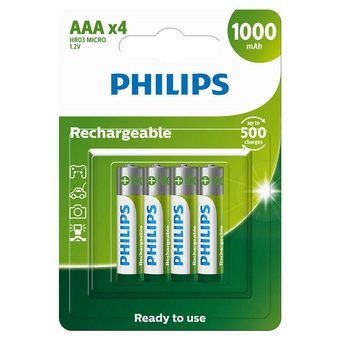 Pilha Recarregável AAA Palito 1000 mAh 4 Unidades