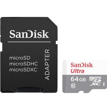 Cartão de Memória Micro SD Sandisk Ultra 64GB 100mb/s + Adaptador SD Classe 10