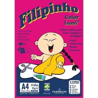 Papel Filipinho Color Lumi A4 85g/m² 50 Folhas 5 Cores