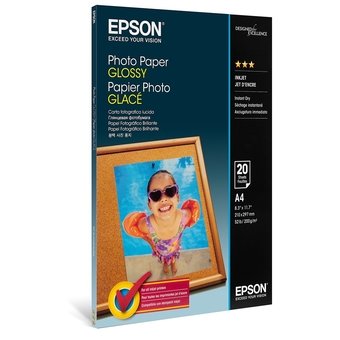 Papel Fotográfico Epson para Jato de Tinta A4 20 Folhas Glossy 200g/m² S041140