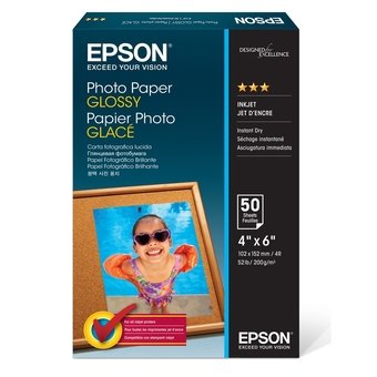 Papel Fotográfico Epson para Jato de Tinta 10x15cm 50 Folhas Glossy 200g/m² S041809