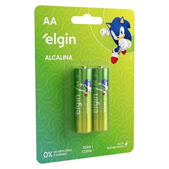 Pilha Alcalina Elgin AA Pequena 2 Unidades
