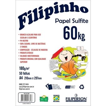Papel Filipinho Sulfite A4 180g/m² 50 Folhas Branco