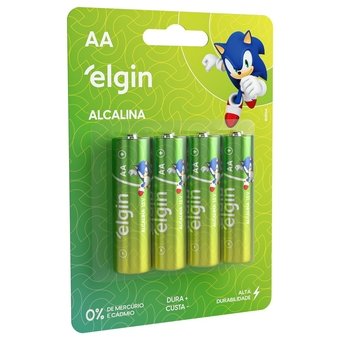 Pilha Alcalina Elgin AA Pequena 4 Unidades
