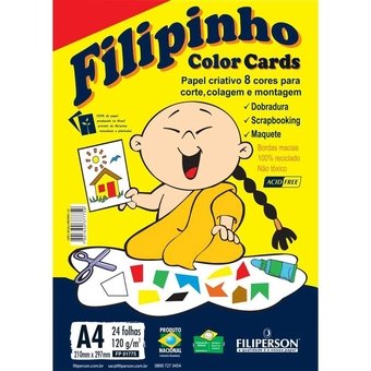 Papel Filipinho Color A4 120g/m² 24 Folhas 8 Cores