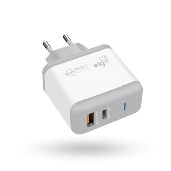 Carregador de Parede ELG 18W USB-A / USB-C Branco