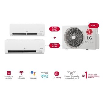 Ar Condicionado LG Bi Split Multi Hi Wall 16000btus (9000 + 12000) Dual Inverter Voice +AI Frio 220v S32Q16SA212