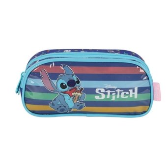 Estojo Escolar Luxcel Stitch Azul com 2 Divisões