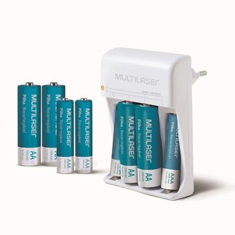 Carregador de Pilhas Multilaser com 4 Pilhas AA + 4 Pilhas AAA 2500mAH CB093