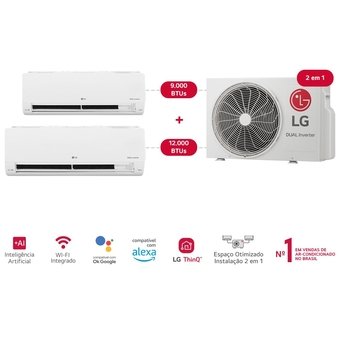 Ar Condicionado LG Bi Split Multi Hi Wall 16000btus (9000 + 12000) Dual Inverter Voice +AI Frio 220v S32Q16SA212