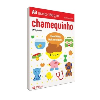 Papel Chamequinho A3 180g/m² 297mm x 420mm 60kg Branco 50 Folhas