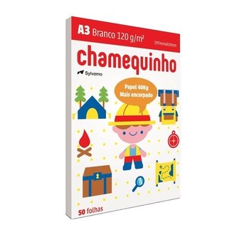 Papel Chamequinho A3 120g/m² 297mm x 420mm 40kg Branco 50 Folhas