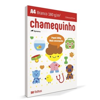 Papel Chamequinho A4 180g/m² 210mm x 297mm Branco 50 Folhas