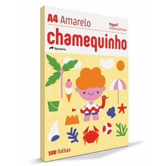 Papel Chamequinho A4 75g/m² 210mm x 297mm Amarelo 100 Folhas