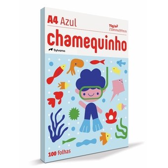 Papel Chamequinho A4 75g/m² 210mm x 297mm Azul 100 Folhas