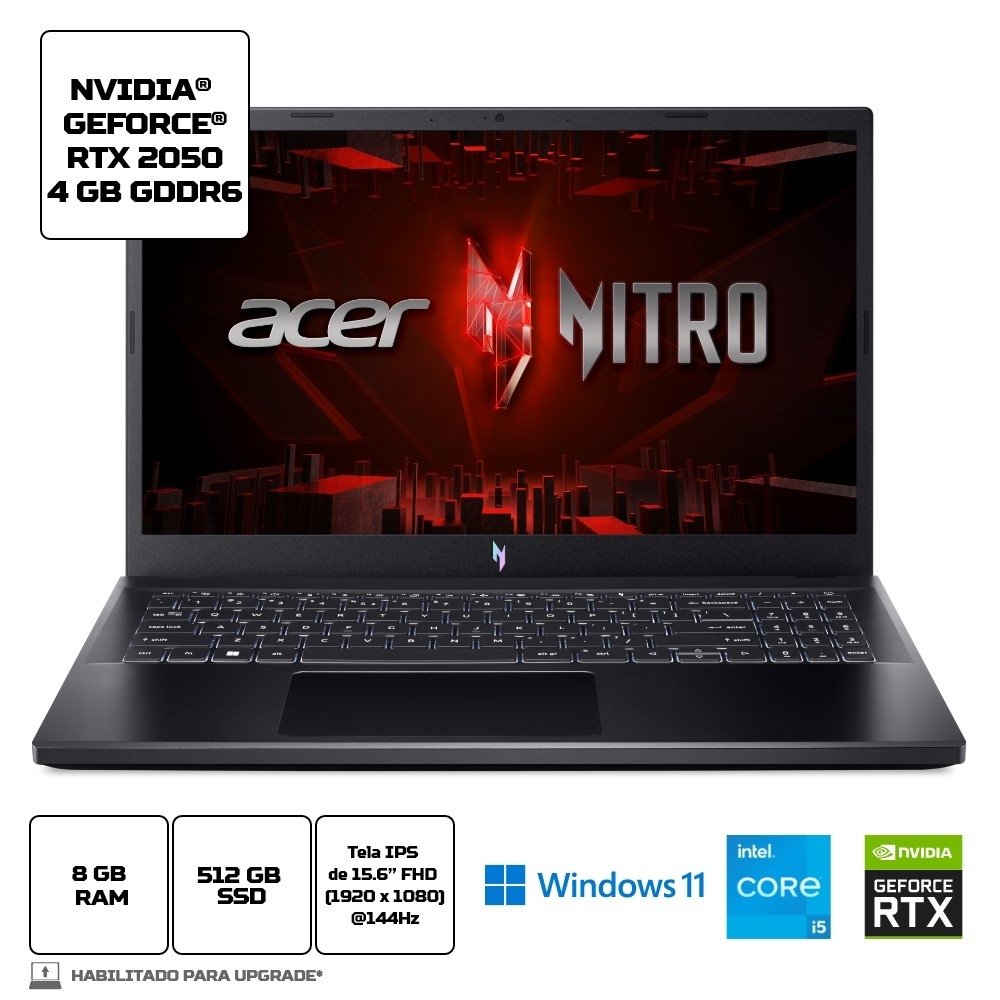Notebook Gamer Acer Nitro V15 Intel® Core i5-13420H 8GB SSD 512GB ...